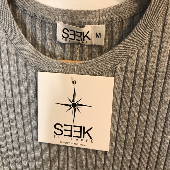 NEW! LF Seek The Label Gray Ribbed Mini Dress M - Picture 4 of 6